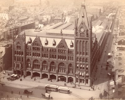 Pennsylvania Railroad Station, Market Street West bij Penn Square, 1889 door American Photographer